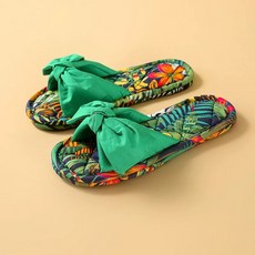 여름 리본 슬리퍼 거실화 거실화 주방 층간소음 사무실 논슬립, 3839, 2겹 천 바닥 여성용 자수 보라색