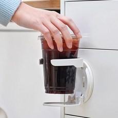 접이식 벽부착 컵 홀더 컵받침대 스티커형 걸이대 주방 욕실 다용도 거치대 수납, 1개, 화이트