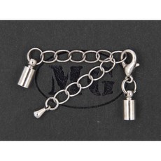 沐錦飾品材料DIY 項鏈頭扣組合 10MM合金龍蝦扣 延長鏈 銅吊鐘4MM, (無鎳代白)50入/瓶, 1個