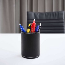가죽 원형 펜트레이 블랙 나무 어린이집 볼펜 아이방 테이블 사무실