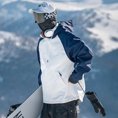 남녀 공용 오버핏 방수 플리스 안감 스노우 보드복 후드티