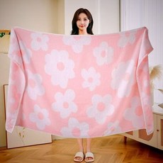 薄款全棉成人浴巾, 1個, 桃花朵朵1條裝 粉色 ,70*140釐米 誤差1-2釐米