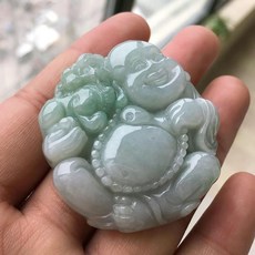 【 好物上新 】加厚加大號玉佛吊墜 貔貅笑佛玉佩彌勒佛女款項煉玉石毛衣鏈, 1個, 翡翠弥勒佛+绳子