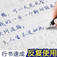 行草字帖成人速成手寫字帖硬筆凹槽練習行書字帖, 1個, 行書人生格言無贈品,送10筆芯1筆殼1握筆器