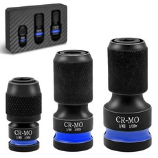 유압호스 피팅 어댑터 중장비 3개입 임팩트 헥스 컨버터 스크류드라이버 비트용 1/2 3/8 1/4인치 스퀘어 드라이브에서 퀵 릴리즈 소켓 렌치, [01] 옵션1