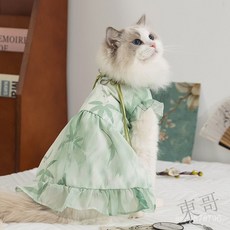 熱賣 春夏季貓咪服飾寵物衣服帶牽引扣布偶英短藍貓服飾公主裙中小型犬狗狗連衣裙寵物用品MJK2, 黑色（帶牽引扣）,S（胸圍28-32cm）, 1個