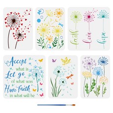 6개 6가지 스타일의 민들레 테마 PET 소재용 속이 빈 그림/페인트 스텐실 세트 (DIY 스크랩북 사진 앨범 꽃 장식용) 287~300x210~300mm