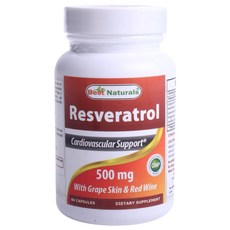 Best Naturals 白藜蘆醇 500 毫克膠囊無麩質和無糖, 1個, 60 件