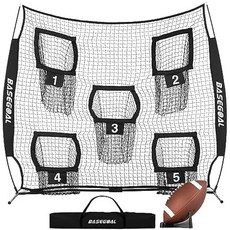 던지기용 베이스골 축구 네트 타겟 쿼터백 훈련 장비 정확도 향상을 위한 5개의 포켓 - 8 x 피트 또는 7, 7 x Ft Black +, 7 x 7 피트 검정 + 공