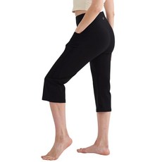 ALONG FIT 주머니가 있는 플레어 레깅스 부츠컷 요가 팬츠 여성용 하이 웨이스트 플레어 팬츠 운동 레깅스 요가 GMY 캐주얼 카프리 로얄블루 M, XS, 카프리 블랙