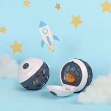 MEROWARE ELLE零食球ESSIE嬰幼兒百搭隨身防掉帶組 寶寶外出防掉零食玩具, 1個, 午夜藍,午夜藍+焦糖