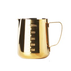 골드 스팀피쳐 우유스팀피쳐 600ml 눈금 피처 라떼아트 밀크저그 벨크리머, 1개