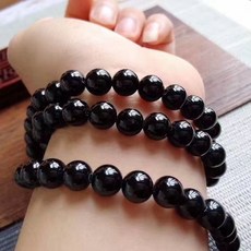 天然翡翠A貨墨翠項鏈，8厘珠鏈佛珠手串，男女款墨玉項鍊