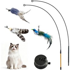 제카라 인터랙티브 고양이 깃털 장난감 낚싯대 실내용으로 적합한 모의 새 강화 흡입 컵을 대체합니다.