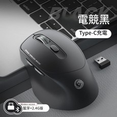 DUOHAO Type-C 無線藍芽充電滑鼠 雙模連接, 電競黑 Type - c藍芽雙模款, 如圖