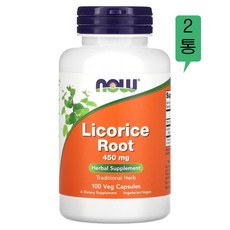 나우푸드 감초 뿌리 450mg 베지 캡슐 글루텐 프리 비건, 100정, 2개