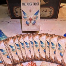 女巫卡塔牌屋 - 中文卡牌 12*7cm蝴蝶學習塔羅牌 桌遊 卡牌遊戲 英文桌遊 占卜Tarot偉特體系 塔羅牌卡 聚會, 1個, 卡牌
