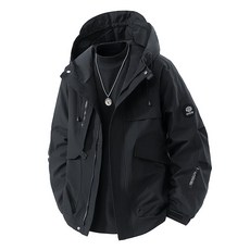 多口袋工裝連帽衝鋒外套 戶外騎行情侶款 防風耐磨舒適