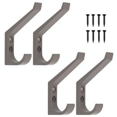 철물대장 국내 제조 벽옷걸이 벽면 후크 2단옷걸이 피스고정형 4p 세트, 03 다크그레이, 1세트