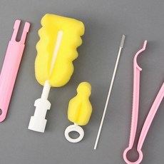 큐레이크 스펀지 젖병 브러쉬 물병 텀블러 세척솔 4종세트 젖꼭지솔 위생 병솔, 1개