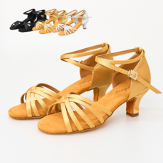 라라 디바즈 라틴 라인 스포츠 사교 댄스화 스퀘어 큐빅 버클 세무 바닥 5cm굽