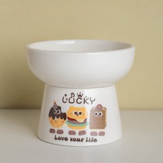 寵物陶瓷碗 貓咪飯碗 狗碗 喝水碗, 1個, 高腳平口碗（1號）