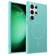 SUPFINE 삼성 갤럭시 S23 울트라용 마그네틱 케이스 (내장 자석) (군용 등급 낙하 보호) 슬림 반투명 충격 방지 폰 케이스 블랙, Blue Green