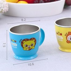 240ml 스테인레스 미끄럼방지 컵 손잡이 유아식기 아동식기 어린이식기, 부엉이, 1개