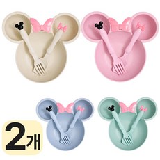지니드 1+1 귀요미 어린이 유아 식기 3종 세트 식판+포크+수저, 1개, 베이지+ 핑크