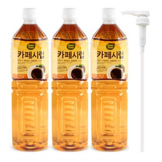메가커피 대상 카페시럽 + 전용펌프 설탕시럽, 3개, 1.5L