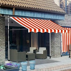 무타공 어닝 테라스 처마 펜션 그늘막 발코니 카페 천막 접이식 비가림막 입구 고정 업소용, 2. 300x120cm, 6. 레드화이트 스트라이프 화이트