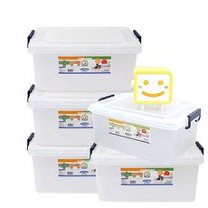 [금호] 리빙 수납박스 15L 반투명 플라스틱박스 다용도보관함 정리수납함, 5개