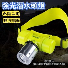 強光潛水頭燈 適用充電電池 防水磁控開關, 單頭燈