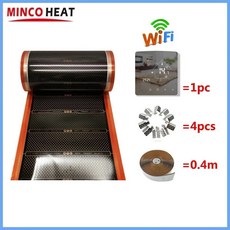 MINCO HEAT 적외선 그래핀 PTC 가열 필름 따뜻한 바닥 매트 키트 에너지 절약 50cm 4m 150w/m2 AC200 ~ 240V, China Mainland, 50센치, X5-WIFI Kits, 1