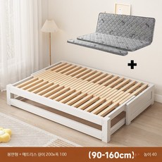 원목 접이식 소파베드 소형 아파트 거실용 다용도 슬라이딩 침대형 1인용 확장형 매트리스 포함, 길이200x폭90-160cm봉판형+매트리스