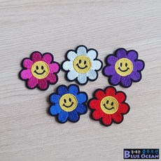 [5종] 열접착 파스텔 햇님와펜 스마일 자수와펜패치 의류부자재 폰데코 DIY악세사리, 5개, 5종세트
