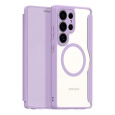 DUX DUCIS 폴리오 케이스 갤럭시 S25 울트라 플러스용 지갑 후면 커버 포함 맥세이프 포함, For Galaxy S25 Plus, 라벤더