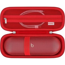 비츠 필 x 킴 카다시안과 호환되는 BOVKE 휴대용 케이스 무선 블루투스 스피커 홀더 백 충전 케이블을 위한 추가 메시 포켓 그레이+그레이 1508143, Red, 레드