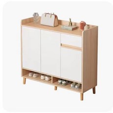 簡約現代風多功能鞋櫃，開放式鞋架，頂部平台收納，多層空間，打造整潔美觀玄關, 櫻桃木色, 1個