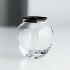 黑檀木蓋水晶玻璃茶罐 竹林映畫醒茶罐, 竹林映畫, 1個