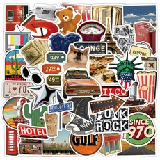 쏘이온 방수 리무버블 캐리어 노트북 대형 스티커, 7.빈티지아메리카50p