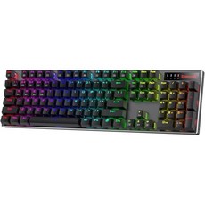 레드라곤 K556 RGB LED 백라이트 유선 기계식 게이밍 키보드 104 키 핫 스왑 키보드알루미늄 베이스 포함 업그레이드된 소켓 및 소음 흡수 폼 조용한 선형 빨간색 스위치, Red Switch, Black PRO, 일반형