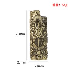 打火機套J6金屬比克打火機四面立體浮雕禮復古神龍盤龍盔甲火機套, 1個, 906#打火機套復古盤龍【青銅色】:無規格