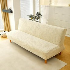 소파 커버 리폼용 패브릭 팔걸이없는 접이식 방수형, 1개, 리프 샌드 오프화이트