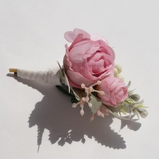 봄부쿠 조화 작약 꽃사지 브로치 양복 혼주 부토니에 행사용 코사지, 1개, 핑크