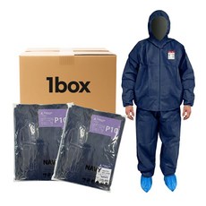 SB 일회용 작업복 투피스 분리형 보호복 방진복 방역복 분진복, 24개, 네이비