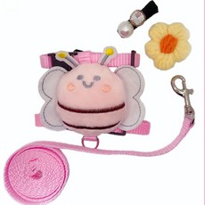 【DC寵物有發票】 兔子牽繩 兔子外出牽引繩 胡蘿蔔 牽引繩 兔牽繩 兔子胸背牽繩 外出放風繩 紅蘿蔔寵物牽繩 B101, 1個, 14#粉色【小蜜蜂】