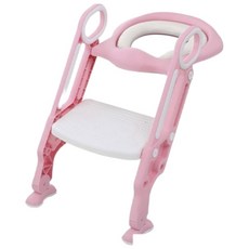 兒童馬桶坐墊輔助梯，可調節階梯，軟式馬桶座，寶寶如廁訓練神器, 04粉白