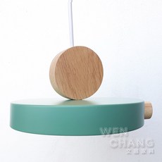 WEN CHANG 設計師款實木金屬混搭馬卡龍吊燈, 綠色