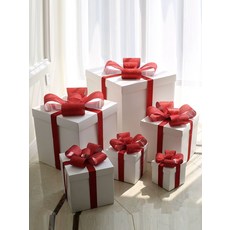 크리스마스 장식 용품 흰색 선물 가방 상자 쇼핑몰 소품 화이트 15cm, 화이트 25cm